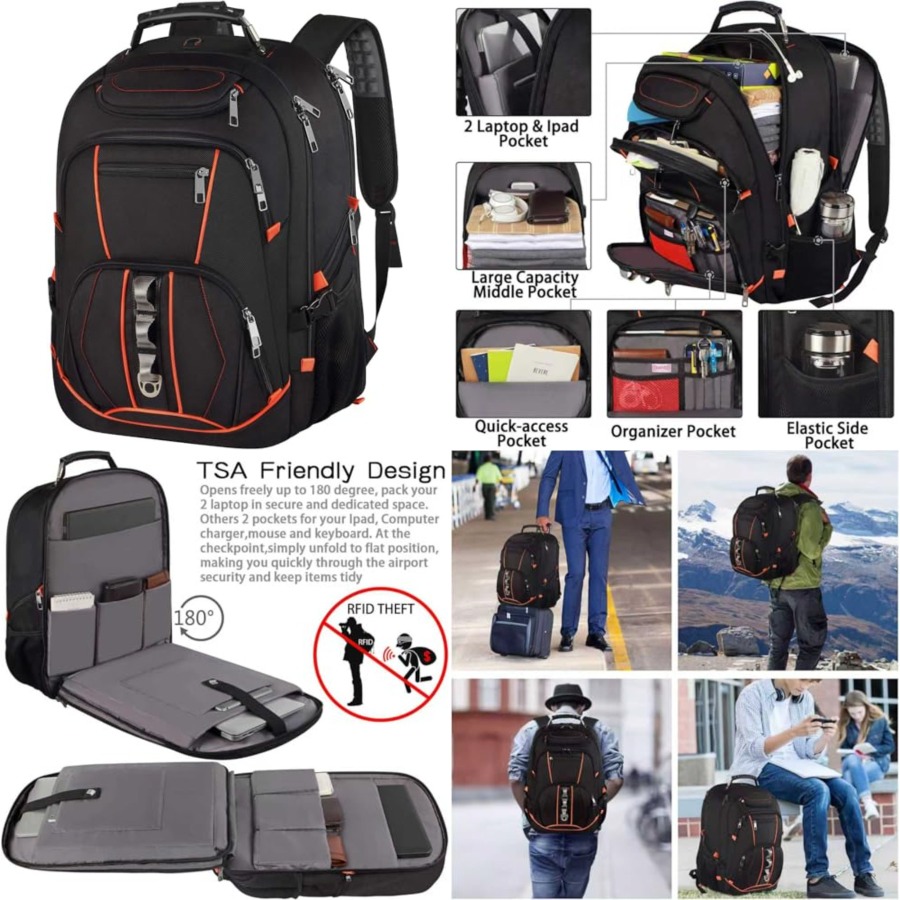 Travel Backpack Anti Theft - Travel Laptop Backpack, Extra Large 18.4