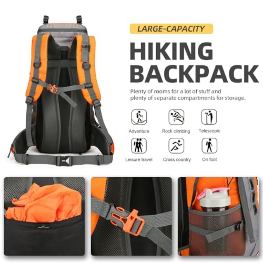 60L Hiking Backpack for Men an - Rain Cover Backpack のレビューと価格