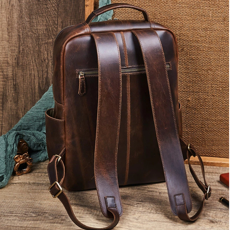 Men's Top Grain Waxed Leather  - Leather Backpack Vintage のレビューと価格