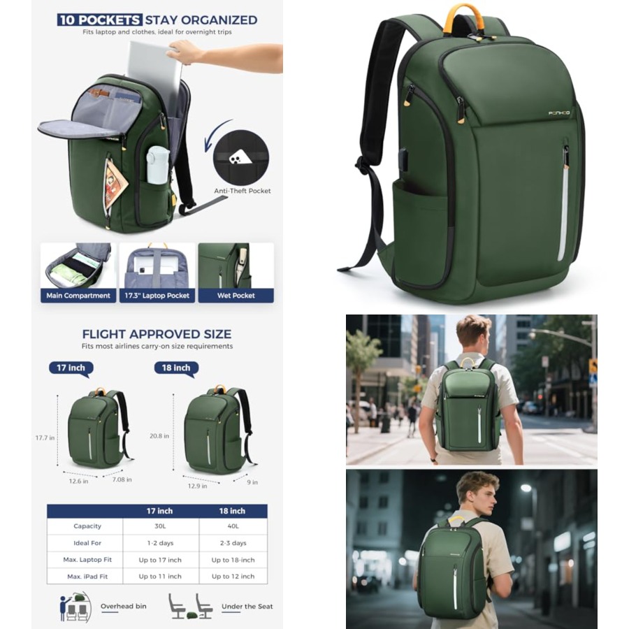 Laptop Backpack for Men, Buses - Travel Backpack Anti Theft のレビューと価格