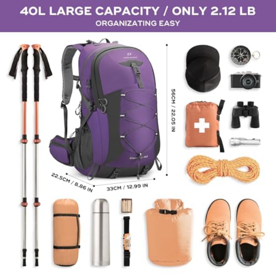 Hiking Backpack, Camping Backp - Rain Cover Backpack のレビューと価格