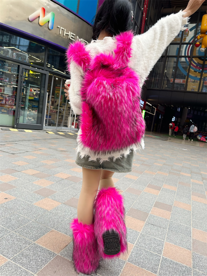 Y2K Faux Fur Leopard Women Bac - Fashion Backpack Women のレビューと価格
