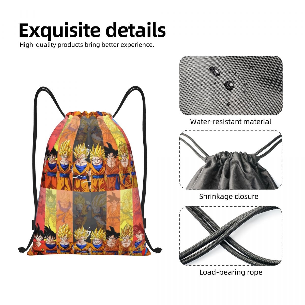 Custom DBZ G-Gokues Cartoon Dr - Drawstring Gym Bag のレビューと価格