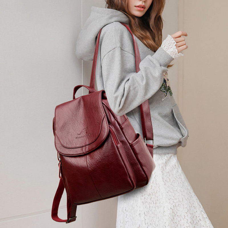 9 Color Women Soft Leather Bac - Leather Backpack Vintage のレビューと価格