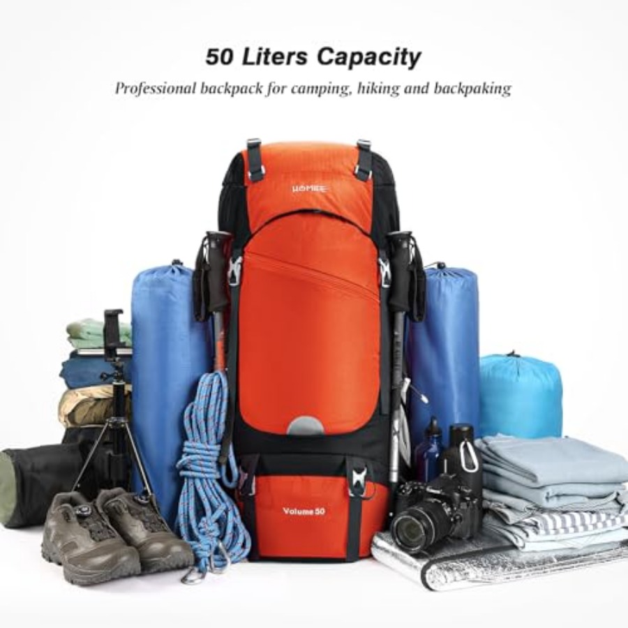 50L Hiking Backpack Travel Bag - Rain Cover Backpack のレビューと価格