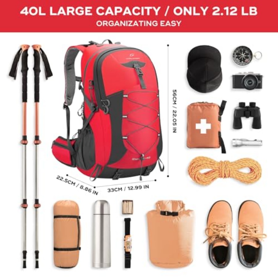 Hiking Backpack, Camping Backp - Rain Cover Backpack のレビューと価格