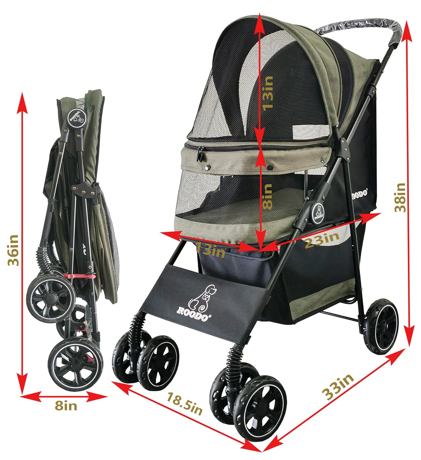 4 Wheel Dog Cat Pet Stroller,  - Foldable Backpack Small のレビューと価格