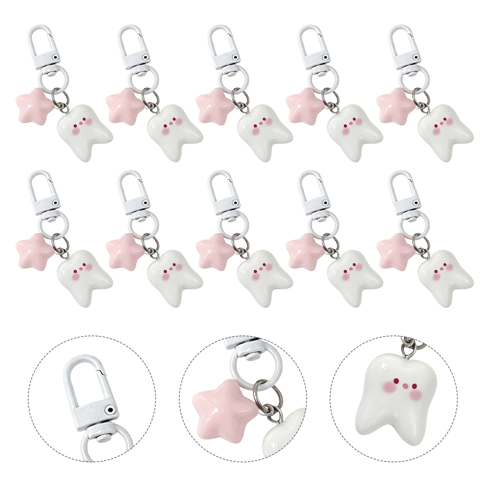 10Pcs Tooth Shape Keychain Cut - Mini Backpack Purse のレビューと価格