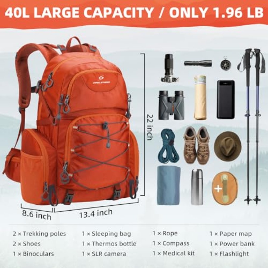 Hiking Backpack, 40L Waterproo - Rain Cover Backpack のレビューと価格
