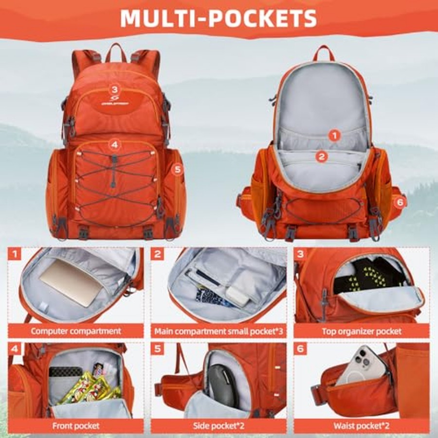 Hiking Backpack, 40L Waterproo - Rain Cover Backpack のレビューと価格
