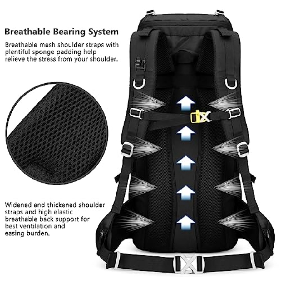 50L Hiking Backpack Men Campin - Rain Cover Backpack のレビューと価格