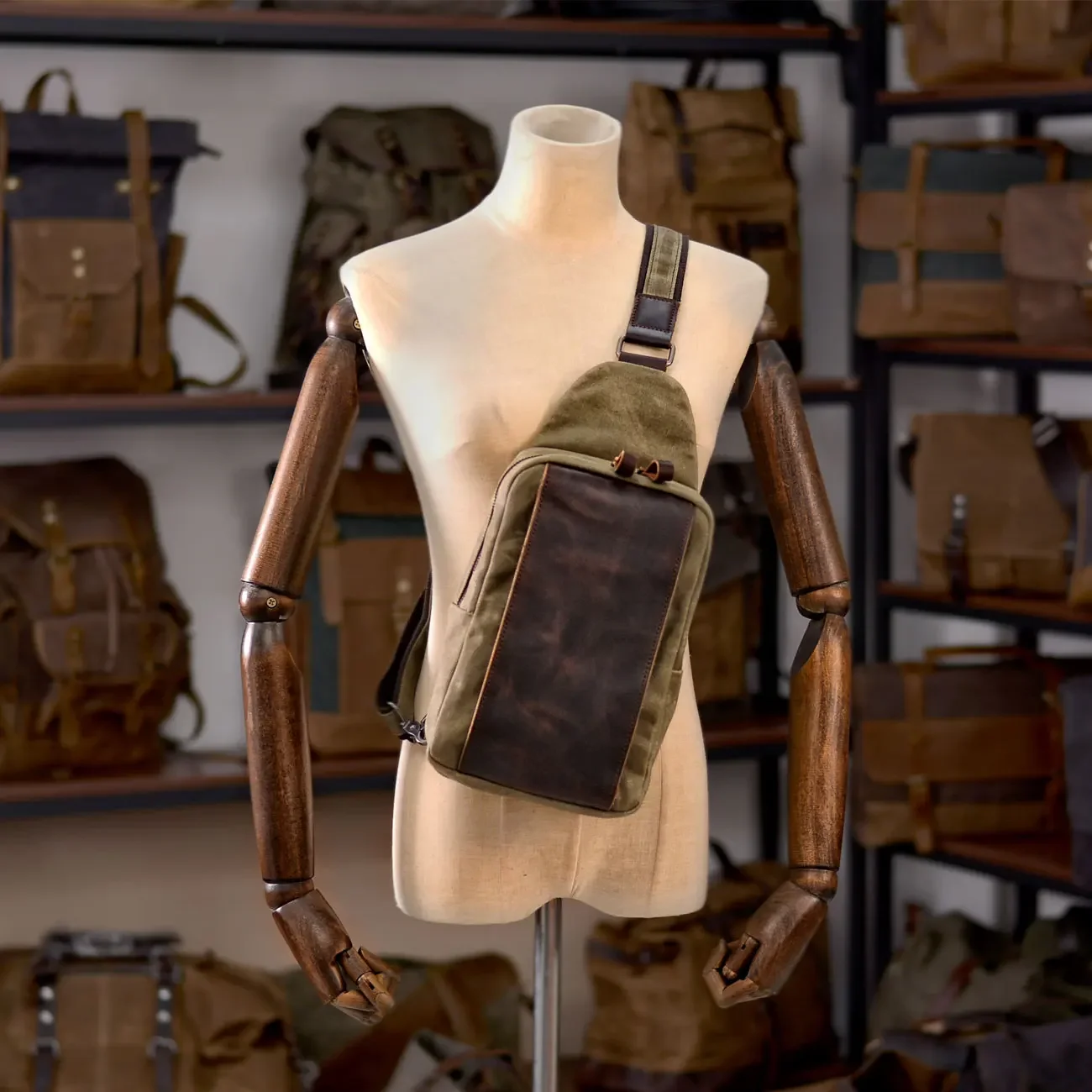 Casual Men's Vintage Waxed Can - Sling Backpack Shoulder のレビューと価格