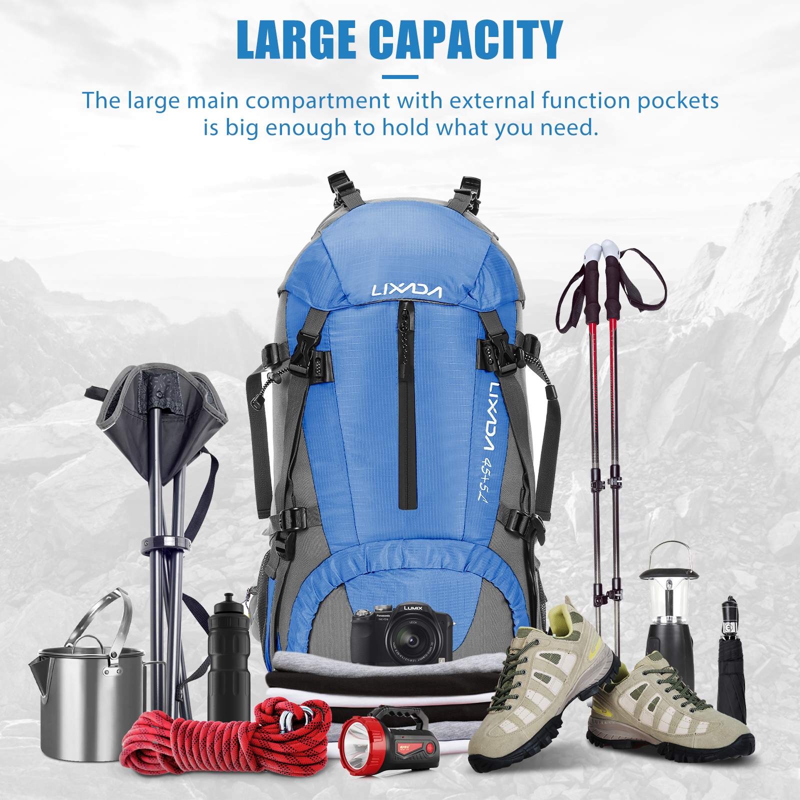 Lixada 50L Large Waterproof Tr - Rain Cover Backpack のレビューと価格