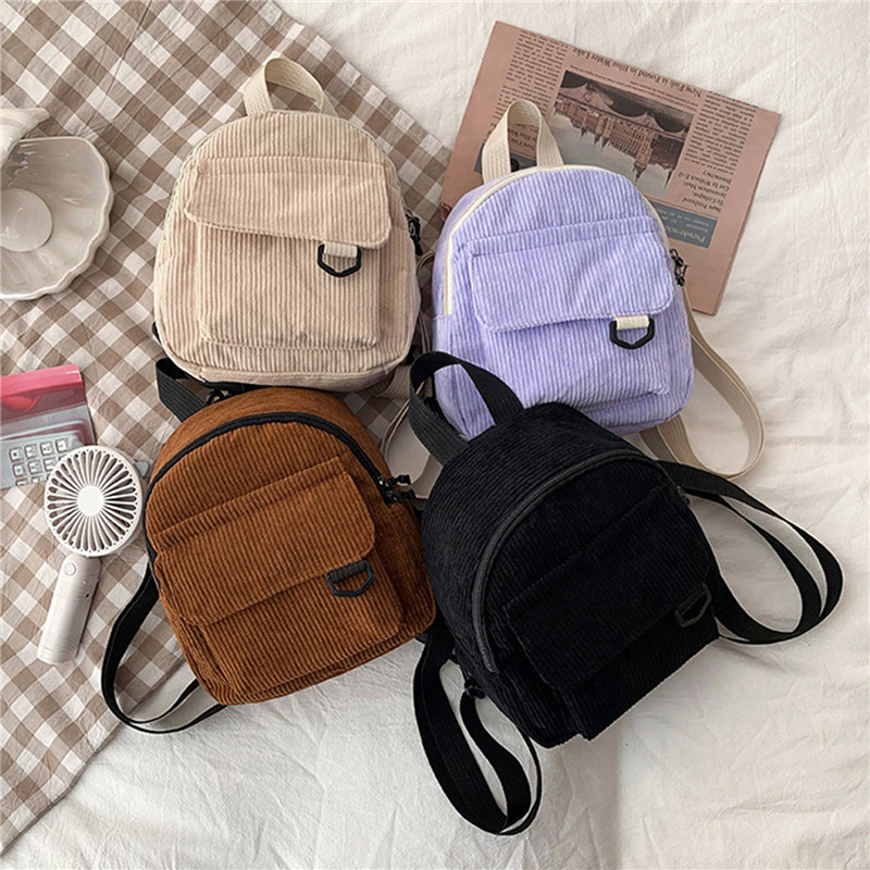 Solid Color Mini Backpack Cord - Fashion Backpack Women のレビューと価格